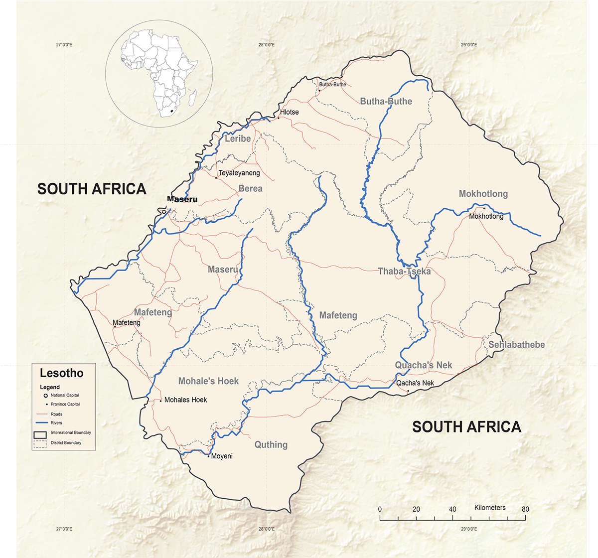 Lesotho Constituency Map