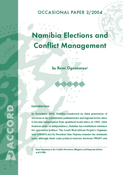 ACCORD - Occasional Paper - 2004-2 - Namibia Elections and Conflict Management