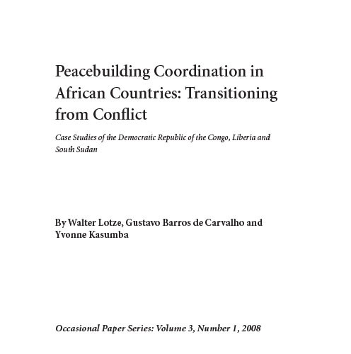ACCORD - Occasional Paper - 2008-1 - Peacebuilding coordination in African countries