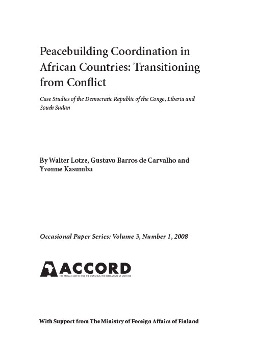 ACCORD - Occasional Paper - 2008-1 - Peacebuilding coordination in African countries