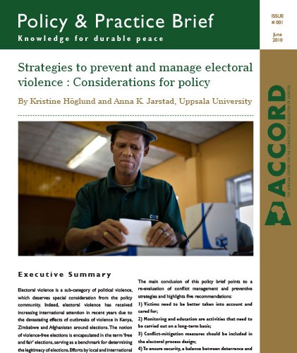 ACCORD - PPB - 1 - Strategies to prevent and manage electoral violence