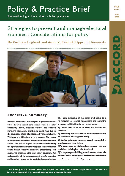 ACCORD - PPB - 1 - Strategies to prevent and manage electoral violence