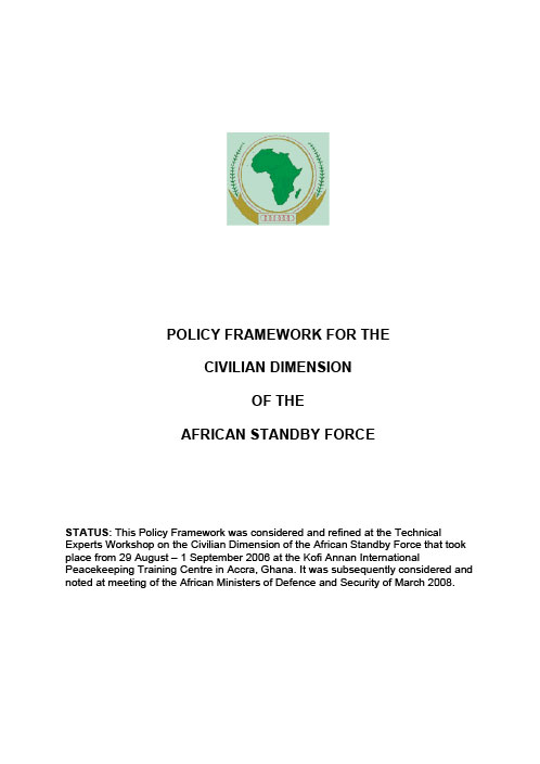 ACCORD - Report - Policy Framework for the Civilian Dimension of the African Standby Force