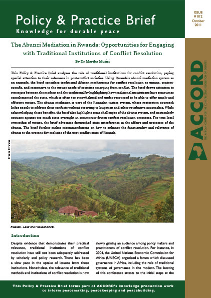 ACCORD - PPB - 12 - The Abunzi Mediation in Rwanda