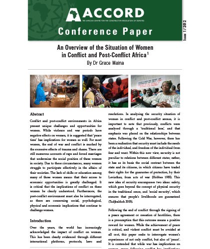 ACCORD - Conference Paper - 1-2012 - An Overview of the Situation of Women in Conflict and Post Conflict Africa