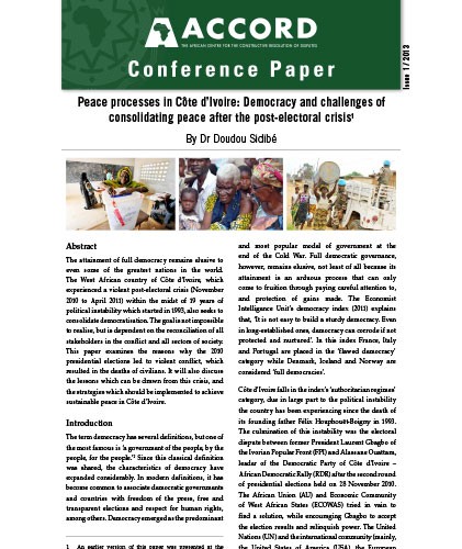 ACCORD - Conference Paper - 1-2013 - Peace processes in Cote dIvoire