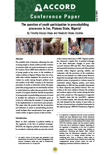 Interview Paper Urban Conflict And Peacebuilding