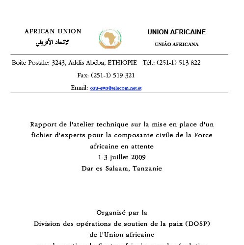 ACCORD - Report - Report of the African Standby Force Civilian Dimension Technical Rostering Workshop - French