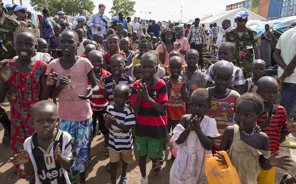 children at the civilian protection site.