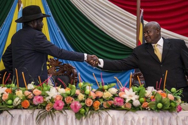 President Kiir with Yoweri Kaguta