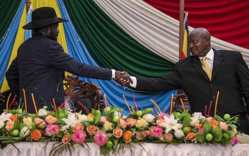 President Kiir with Yoweri Kaguta