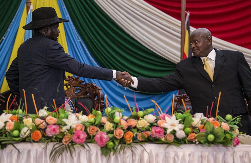 President Kiir with Yoweri Kaguta