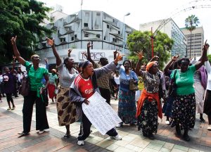 Members Of A Women's Pressure Group, Women Arise Of Zimbabwe, March To The Parliament In Capital Harare
