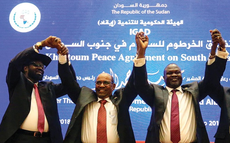 Omar Al-Bashir, Salva Kiir and Riek Machar
